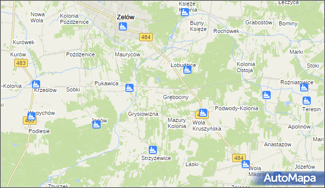 mapa Grębociny, Grębociny na mapie Targeo