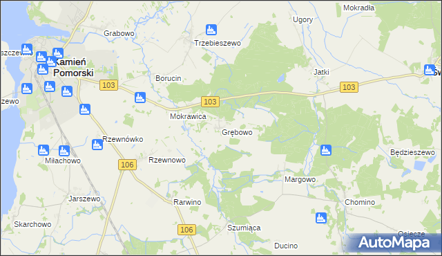 mapa Grębowo, Grębowo na mapie Targeo