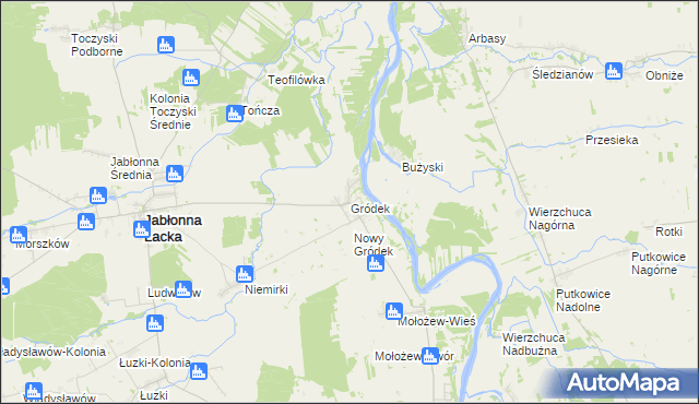 mapa Gródek gmina Jabłonna Lacka, Gródek gmina Jabłonna Lacka na mapie Targeo