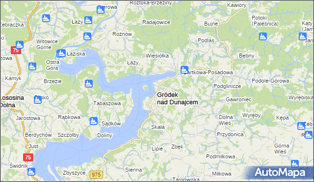mapa Gródek nad Dunajcem, Gródek nad Dunajcem na mapie Targeo