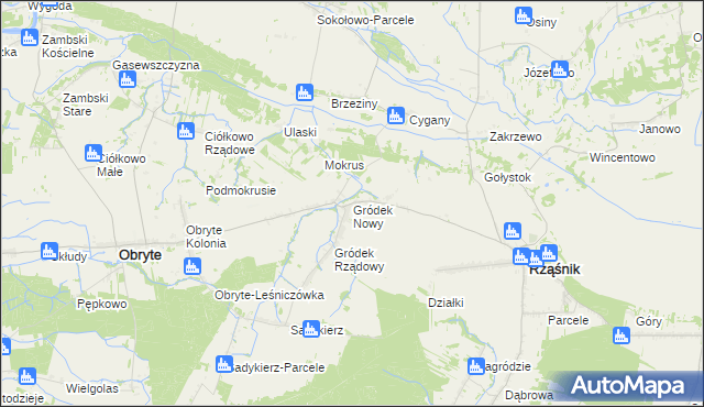 mapa Gródek Nowy, Gródek Nowy na mapie Targeo