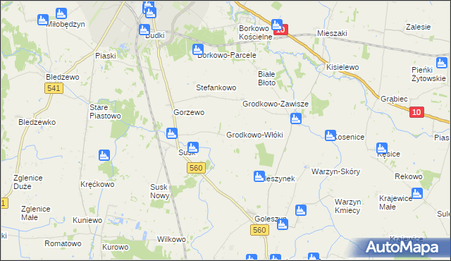 mapa Grodkowo-Włóki, Grodkowo-Włóki na mapie Targeo