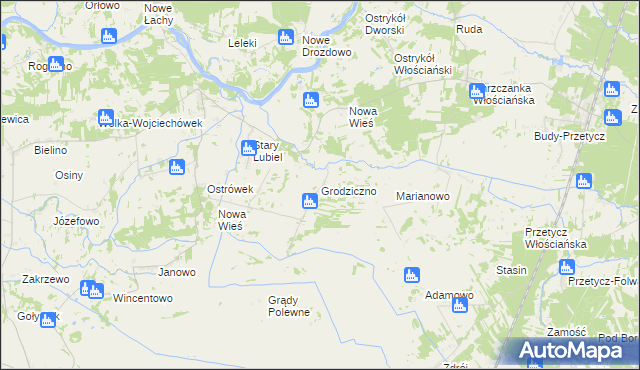 mapa Grodziczno gmina Rząśnik, Grodziczno gmina Rząśnik na mapie Targeo