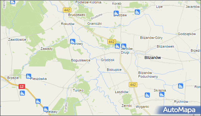 mapa Grodzisk gmina Blizanów, Grodzisk gmina Blizanów na mapie Targeo