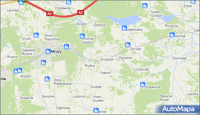 mapa Grodzisk gmina Mrozy, Grodzisk gmina Mrozy na mapie Targeo