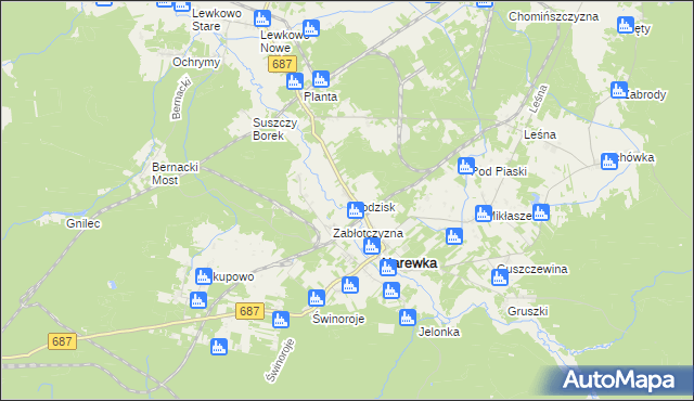 mapa Grodzisk gmina Narewka, Grodzisk gmina Narewka na mapie Targeo