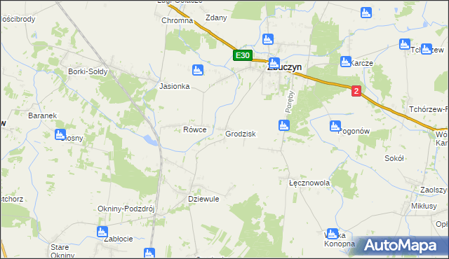 mapa Grodzisk gmina Zbuczyn, Grodzisk gmina Zbuczyn na mapie Targeo