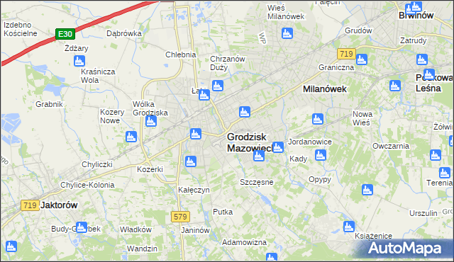 mapa Grodzisk Mazowiecki, Grodzisk Mazowiecki na mapie Targeo