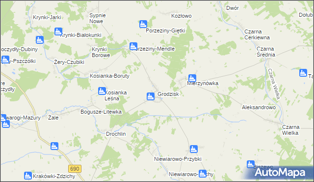 mapa Grodzisk powiat siemiatycki, Grodzisk powiat siemiatycki na mapie Targeo