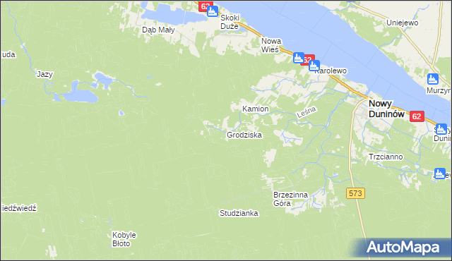 mapa Grodziska gmina Nowy Duninów, Grodziska gmina Nowy Duninów na mapie Targeo