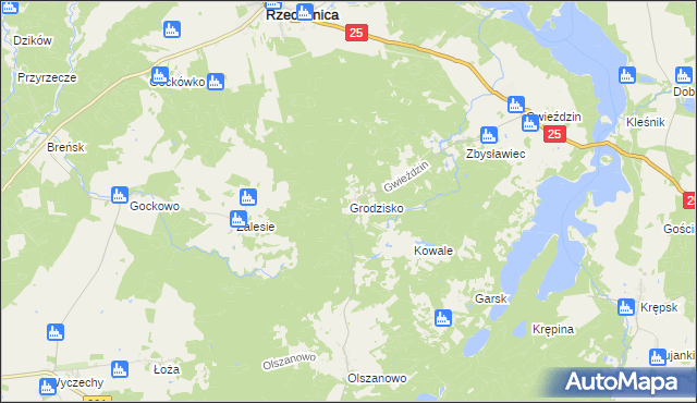 mapa Grodzisko gmina Rzeczenica, Grodzisko gmina Rzeczenica na mapie Targeo