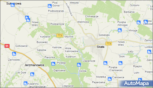 mapa Grodzisko gmina Skała, Grodzisko gmina Skała na mapie Targeo