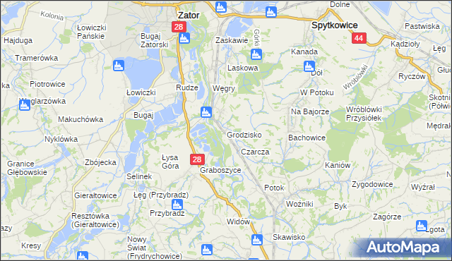 mapa Grodzisko gmina Zator, Grodzisko gmina Zator na mapie Targeo