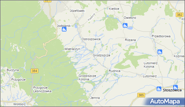 mapa Grodziszcze gmina Stoszowice, Grodziszcze gmina Stoszowice na mapie Targeo