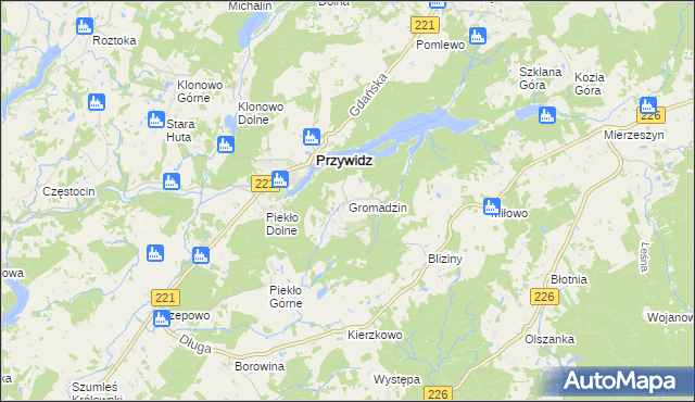 mapa Gromadzin gmina Przywidz, Gromadzin gmina Przywidz na mapie Targeo