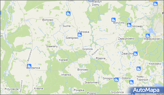 mapa Gromnik gmina Połczyn-Zdrój, Gromnik gmina Połczyn-Zdrój na mapie Targeo