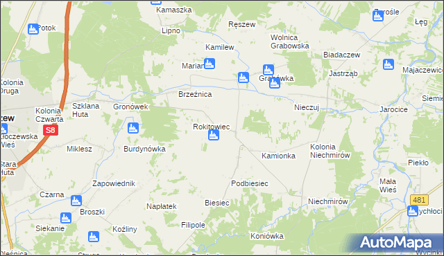 mapa Gronów gmina Burzenin, Gronów gmina Burzenin na mapie Targeo