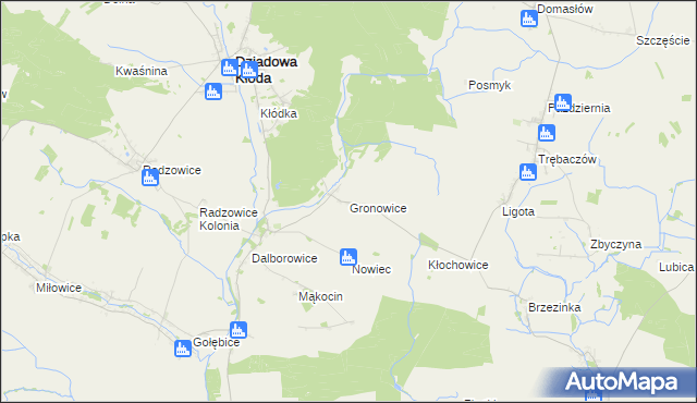 mapa Gronowice gmina Dziadowa Kłoda, Gronowice gmina Dziadowa Kłoda na mapie Targeo