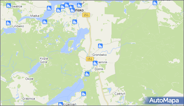 mapa Gronówko gmina Ińsko, Gronówko gmina Ińsko na mapie Targeo