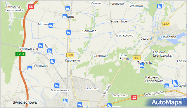 mapa Gronówko gmina Lipno, Gronówko gmina Lipno na mapie Targeo