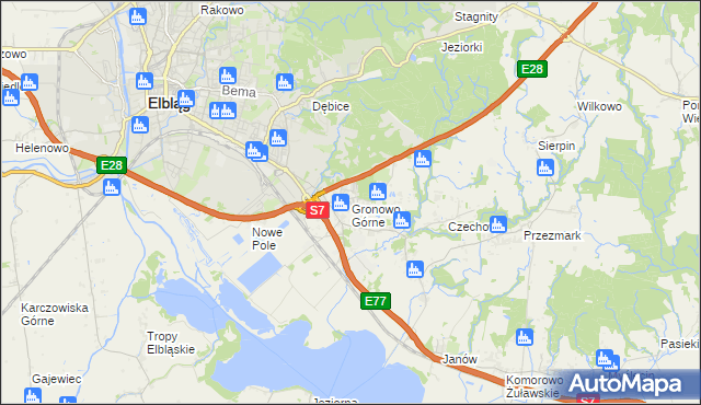 mapa Gronowo Górne, Gronowo Górne na mapie Targeo