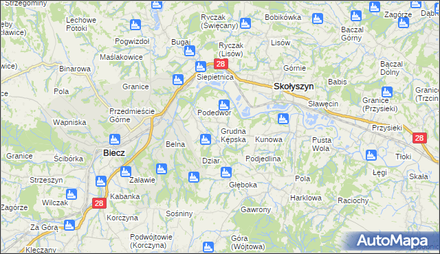 mapa Grudna Kępska, Grudna Kępska na mapie Targeo