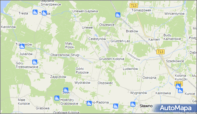 mapa Grudzeń-Kolonia, Grudzeń-Kolonia na mapie Targeo