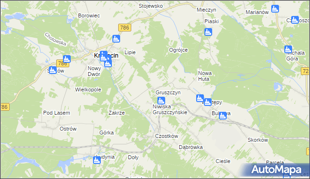 mapa Gruszczyn gmina Krasocin, Gruszczyn gmina Krasocin na mapie Targeo