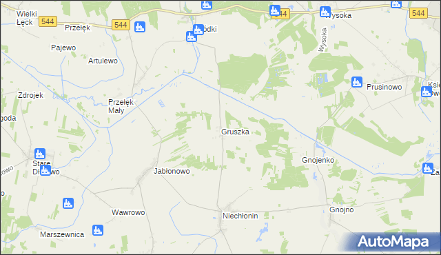 mapa Gruszka gmina Płośnica, Gruszka gmina Płośnica na mapie Targeo