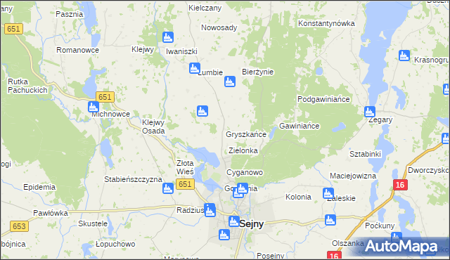 mapa Gryszkańce, Gryszkańce na mapie Targeo