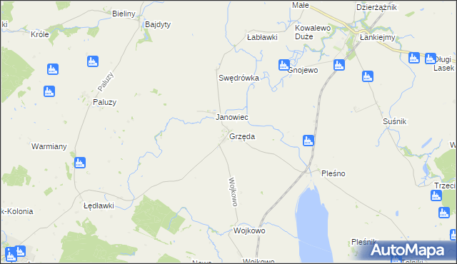 mapa Grzęda gmina Bisztynek, Grzęda gmina Bisztynek na mapie Targeo