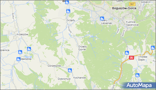 mapa Grzędy Górne, Grzędy Górne na mapie Targeo