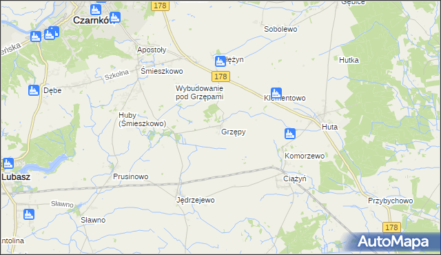 mapa Grzępy, Grzępy na mapie Targeo