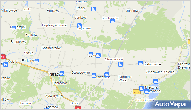 mapa Grzymałów gmina Paradyż, Grzymałów gmina Paradyż na mapie Targeo