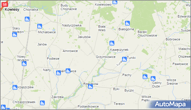 mapa Grzymkowice, Grzymkowice na mapie Targeo