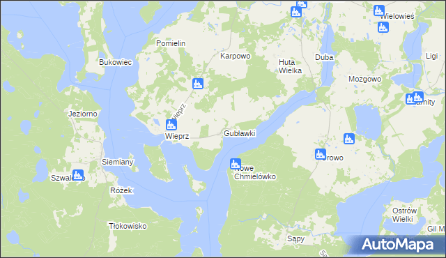 mapa Gubławki, Gubławki na mapie Targeo