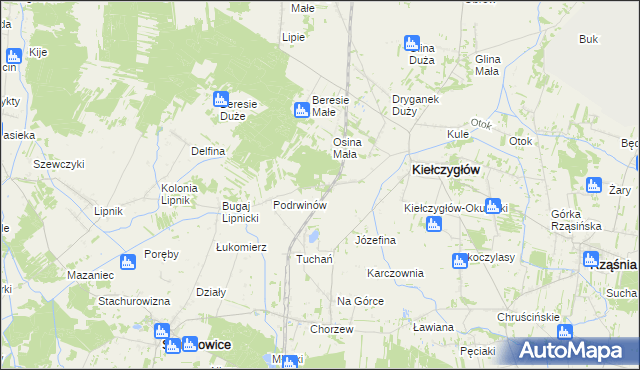 mapa Gumnisko gmina Kiełczygłów, Gumnisko gmina Kiełczygłów na mapie Targeo