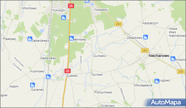 mapa Gurówko, Gurówko na mapie Targeo