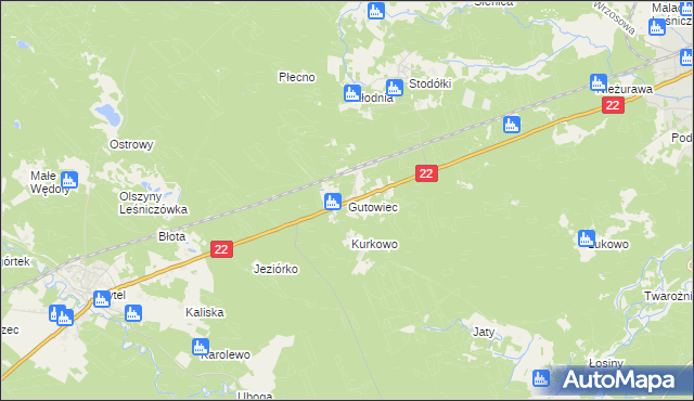 mapa Gutowiec, Gutowiec na mapie Targeo