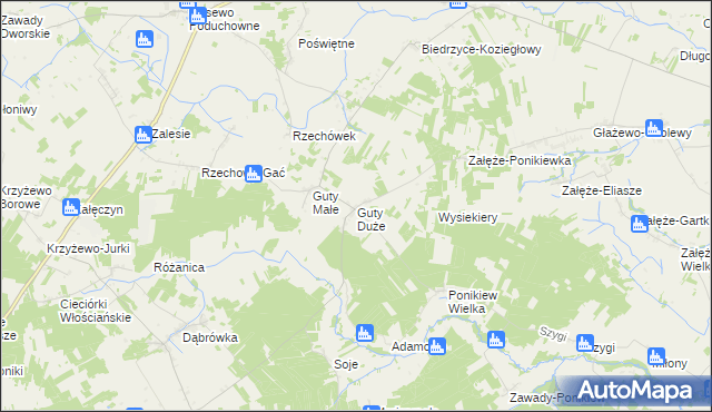 mapa Guty Duże, Guty Duże na mapie Targeo