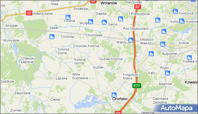 mapa Guzów-Kolonia, Guzów-Kolonia na mapie Targeo