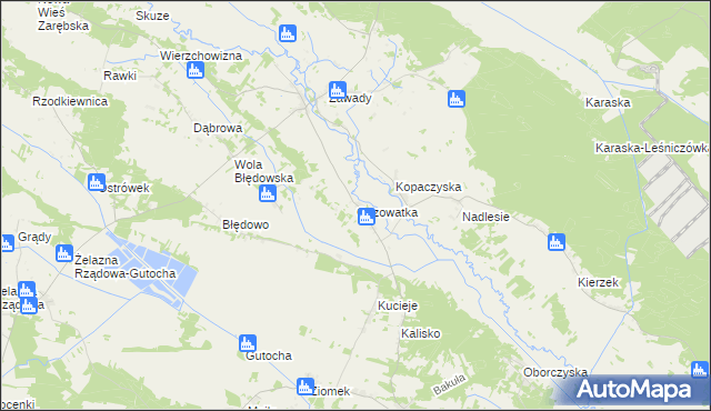 mapa Guzowatka gmina Baranowo, Guzowatka gmina Baranowo na mapie Targeo