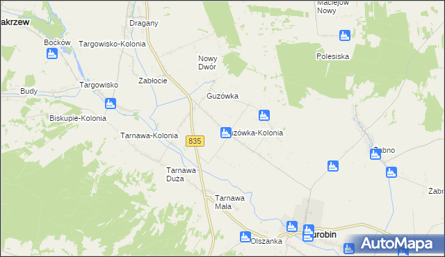 mapa Guzówka-Kolonia, Guzówka-Kolonia na mapie Targeo