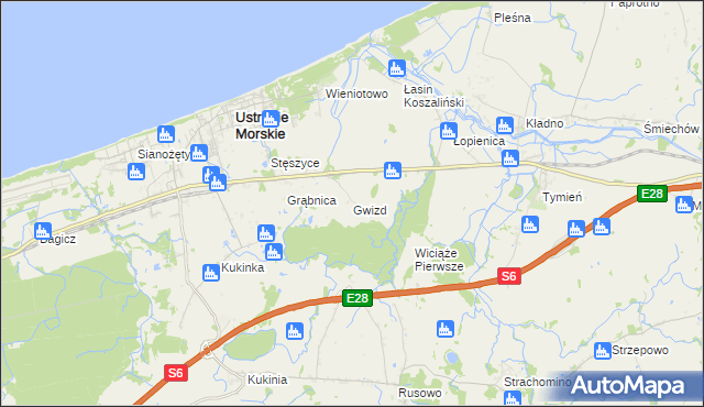 mapa Gwizd, Gwizd na mapie Targeo