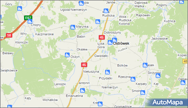 mapa Gwizdałki, Gwizdałki na mapie Targeo