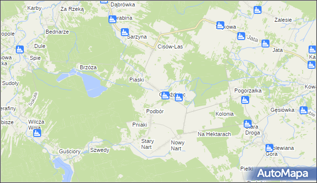 mapa Gwoździec gmina Bojanów, Gwoździec gmina Bojanów na mapie Targeo