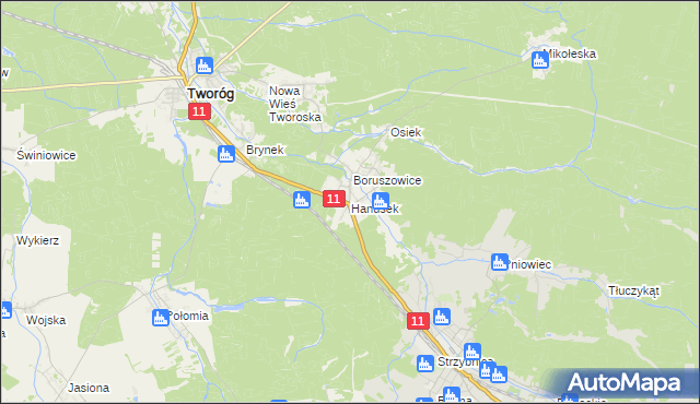 mapa Hanusek, Hanusek na mapie Targeo