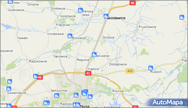 mapa Hanuszów, Hanuszów na mapie Targeo