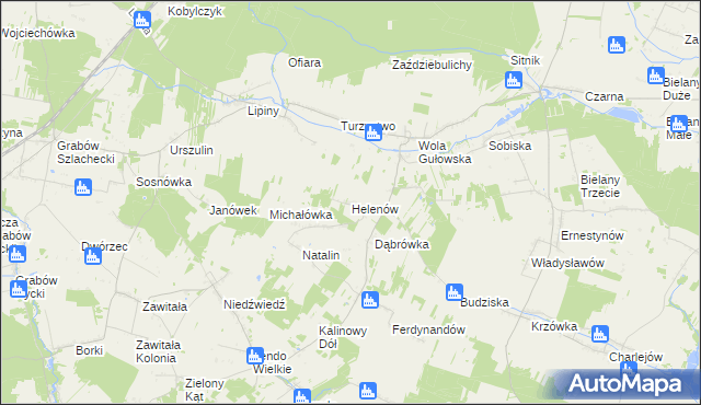 mapa Helenów gmina Adamów, Helenów gmina Adamów na mapie Targeo