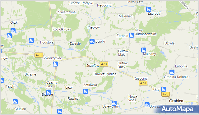 mapa Helenów gmina Drużbice, Helenów gmina Drużbice na mapie Targeo